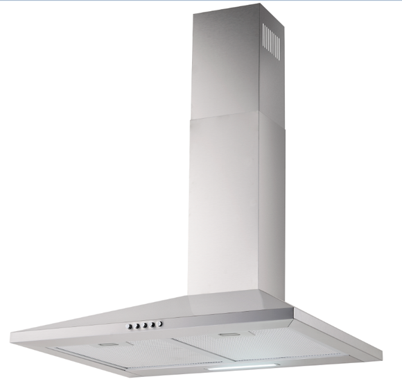 Vision Canopy Rangehood 60cm 350m3/h max. extraction Stainless Steel with Push Button Control