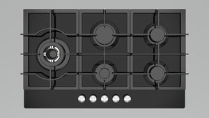 Award Gas Cooktop 86cm 5 Burner Black Glass