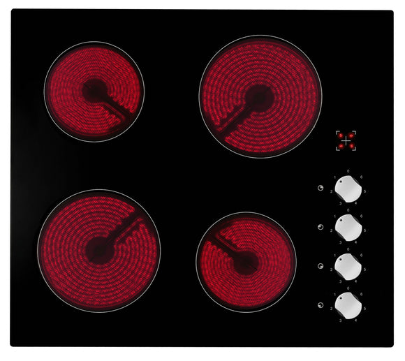Polo Ceramic Cooktop 60cm Black Glass with Knobs