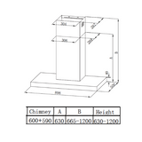 Midea T Model Rangehood 90cm 600m3/h max. extraction Stainless Steel with Push Button Control