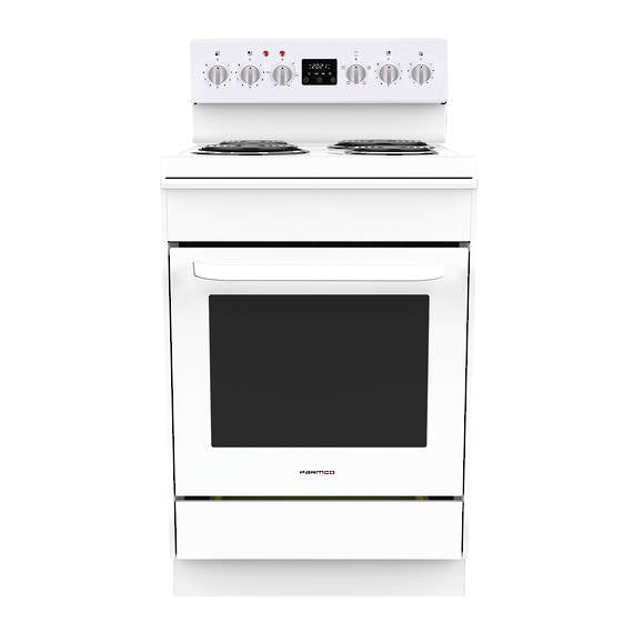 Parmco Freestanding Electric Stove 60cm 4 Function 76L with Coil Element Cooktop White