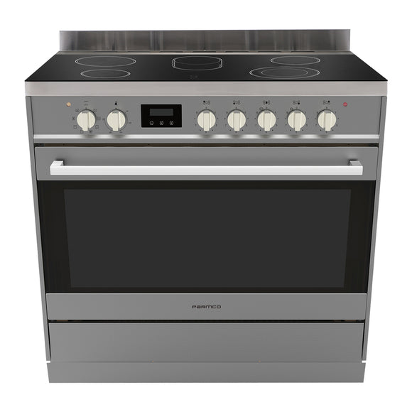 Parmco Freestanding Electric Stove 90cm 8 Function 123L with Ceramic Cooktop Stainless Steel