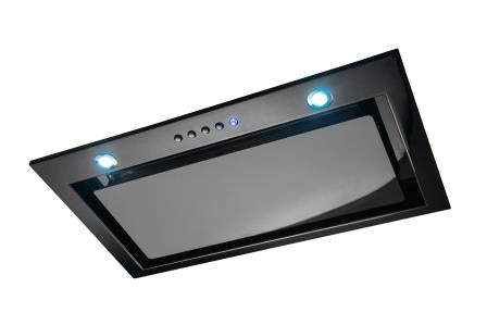 Award Powerpack Low Noise Rangehood 72cm 800m3/h max. extraction Black Glass with Soft Touch Control