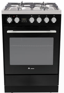 Award Freestanding Electric Stove 60cm 8 Function 80L with Gas Cooktop Black
