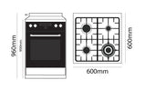 Parmco Freestanding Electric Stove 60cm 16 Function 76L with Gas Cooktop  Black