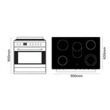 Parmco Freestanding Electric Stove 90cm 8 Function 123L with Ceramic Cooktop Stainless Steel