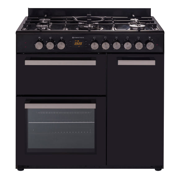 Parmco Freestanding Electric Stove Country Style 90cm 6 Function 66L+66L with Gas Cooktop Black