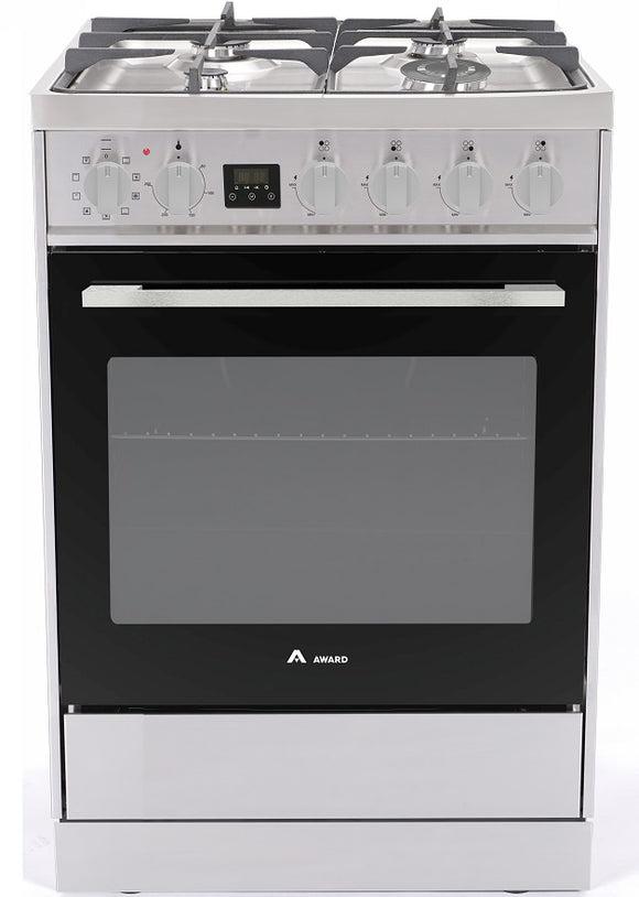 Award Freestanding Electric Stove 60cm 8 Function 80L with Gas Cooktop Stainless Steel