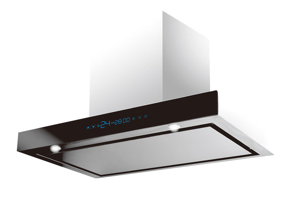 Polo T Model Rangehood 60cm 1,000m3/h max. extraction Stainless Steel/ Black Glass with Gesture Control