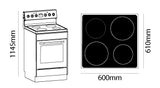 Parmco Freestanding Electric Stove 60cm 8 Function 76L with Ceramic Cooktop White