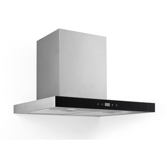 Parmco T Model Low Profile Rangehood 60cm 1,000m3/h max. extraction Stainless Steel/ Black Glass with Push Button Control