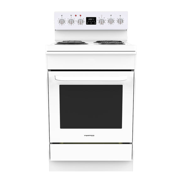 Parmco Freestanding Electric Stove 60cm 8 Function 76L with Coil Element Cooktop White