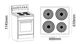 Parmco Freestanding Electric Stove 60cm 8 Function 76L with Coil Element Cooktop White