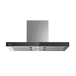 Midea Island T Model Rangehood 90cm 1,100m3/h max. extraction Stainless Steel/ Black Glass with Touch Control