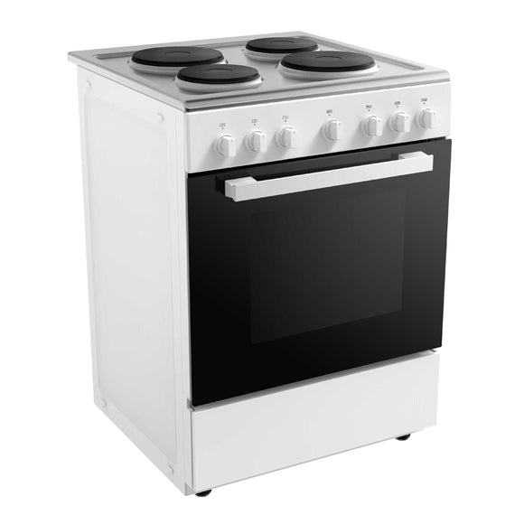 Midea Freestanding Electric Stove 60cm 9 Function 65L with Solid Hotplates White