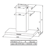 Midea T Model Rangehood 60cm 800m3/h max. extraction Stainless Steel with Push Button Control