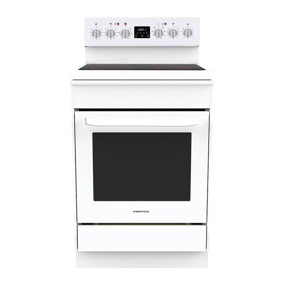 Parmco Freestanding Electric Stove 60cm 8 Function 76L with Ceramic Cooktop White