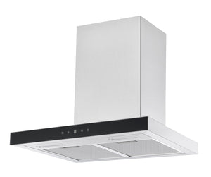 Award T Model Rangehood 60cm 700m3/h max. extraction Stainless Steel/ Black Glass with Soft Touch Control