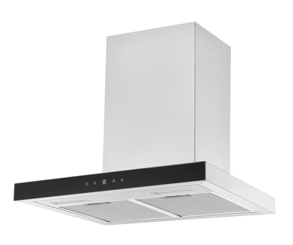 Award T Model Rangehood 60cm 700m3/h max. extraction Stainless Steel/ Black Glass with Soft Touch Control