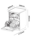 Parmco Freestanding Dishwasher Economy Plus 60cm 14 Place Settings Stainless Steel