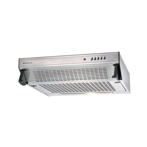 Parmco Flat Profile Rangehood 60cm 350m3/h max. extraction Stainless Steel with Push Button Control